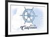 Big Sur, California - Ship Wheel - Blue - Coastal Icon-Lantern Press-Framed Premium Giclee Print