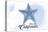 Big Sur, California - Starfish - Blue - Coastal Icon-Lantern Press-Stretched Canvas