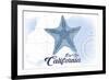 Big Sur, California - Starfish - Blue - Coastal Icon-Lantern Press-Framed Art Print