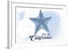 Big Sur, California - Starfish - Blue - Coastal Icon-Lantern Press-Framed Art Print