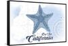 Big Sur, California - Starfish - Blue - Coastal Icon-Lantern Press-Framed Stretched Canvas