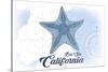Big Sur, California - Starfish - Blue - Coastal Icon-Lantern Press-Stretched Canvas