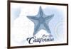 Big Sur, California - Starfish - Blue - Coastal Icon-Lantern Press-Framed Art Print