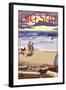 Big Sur, California - Sunset Beach Scene-Lantern Press-Framed Art Print