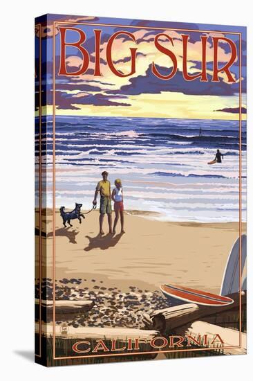 Big Sur, California - Sunset Beach Scene-Lantern Press-Stretched Canvas
