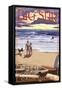 Big Sur, California - Sunset Beach Scene-Lantern Press-Framed Stretched Canvas