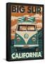 Big Sur, California - VW Van Blockprint-null-Framed Poster