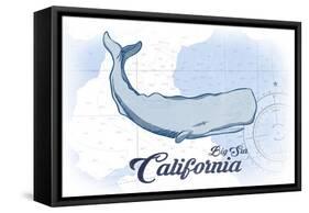 Big Sur, California - Whale - Blue - Coastal Icon-Lantern Press-Framed Stretched Canvas