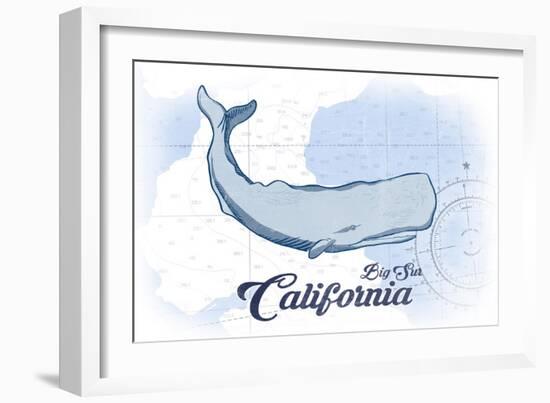 Big Sur, California - Whale - Blue - Coastal Icon-Lantern Press-Framed Art Print