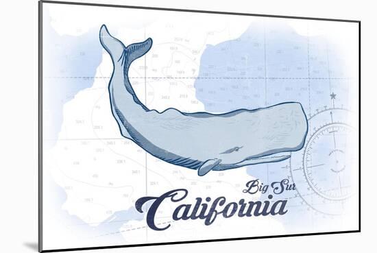 Big Sur, California - Whale - Blue - Coastal Icon-Lantern Press-Mounted Art Print