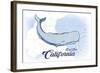 Big Sur, California - Whale - Blue - Coastal Icon-Lantern Press-Framed Art Print