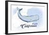 Big Sur, California - Whale - Blue - Coastal Icon-Lantern Press-Framed Art Print