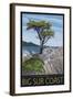 Big Sur Coast, California - Lone Cypress Tree-Lantern Press-Framed Art Print