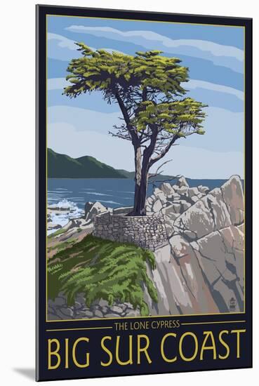 Big Sur Coast, California - Lone Cypress Tree-Lantern Press-Mounted Art Print