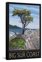 Big Sur Coast, California - Lone Cypress Tree-Lantern Press-Framed Stretched Canvas