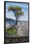 Big Sur Coast, California - Lone Cypress Tree-Lantern Press-Stretched Canvas