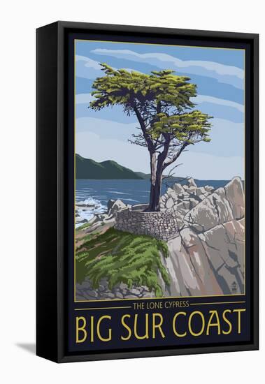 Big Sur Coast, California - Lone Cypress Tree-Lantern Press-Framed Stretched Canvas