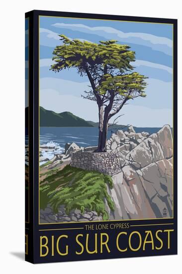 Big Sur Coast, California - Lone Cypress Tree-Lantern Press-Stretched Canvas