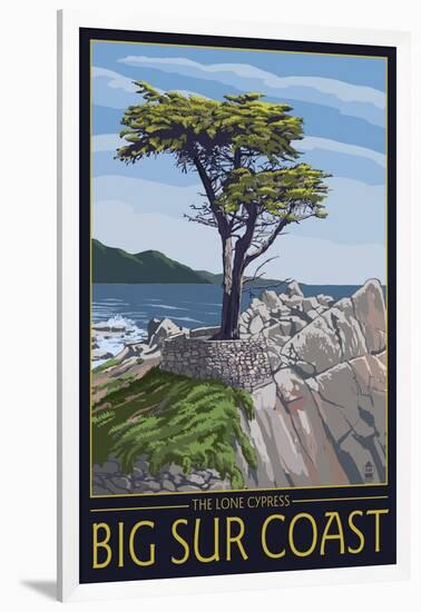 Big Sur Coast, California - Lone Cypress Tree-Lantern Press-Framed Art Print