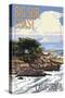 Big Sur Coast, California - View of Cypress Trees-Lantern Press-Stretched Canvas