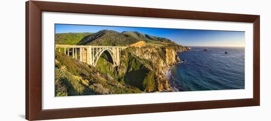 Big Sur Coast Panorama at The Bixby Creek Bridge, California-George Oze-Framed Photographic Print