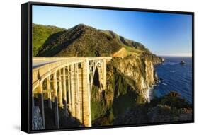 Big Sur Coat Panorama at the Bixby Bridge-George Oze-Framed Stretched Canvas