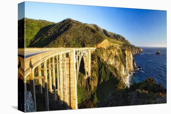 Big Sur Coat Panorama at the Bixby Bridge-George Oze-Stretched Canvas