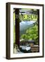 Big Sur Lodge, California-Lantern Press-Framed Art Print