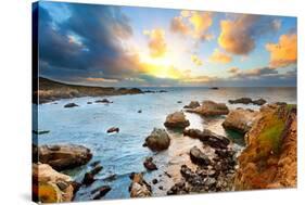 Big Sur Pacific Ocean Coast at Sunset-sborisov-Stretched Canvas