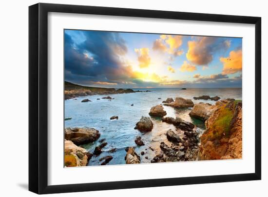 Big Sur Pacific Ocean Coast at Sunset-sborisov-Framed Photographic Print