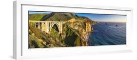 Big Sur Panorama, Bixby Creek Bridge, California-George Oze-Framed Photographic Print