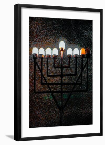 Big Synagogue Menorah, 2018, mixed media-Joy Lions-Framed Giclee Print