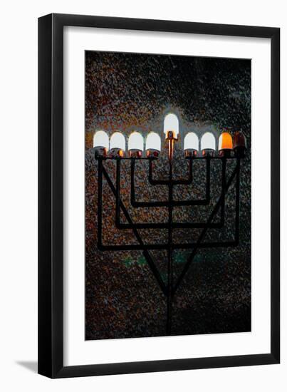Big Synagogue Menorah, 2018, mixed media-Joy Lions-Framed Giclee Print