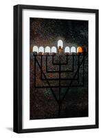 Big Synagogue Menorah, 2018, mixed media-Joy Lions-Framed Giclee Print