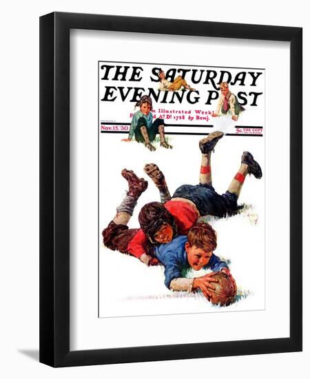 "Big Tackle," Saturday Evening Post Cover, November 15, 1930-Eugene Iverd-Framed Giclee Print