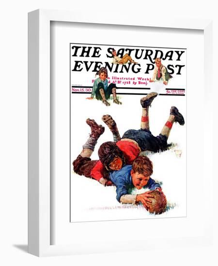 "Big Tackle," Saturday Evening Post Cover, November 15, 1930-Eugene Iverd-Framed Giclee Print