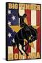 Big Timber, Montana - Bucking Bronco-Lantern Press-Framed Stretched Canvas