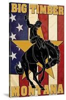 Big Timber, Montana - Bucking Bronco-Lantern Press-Stretched Canvas