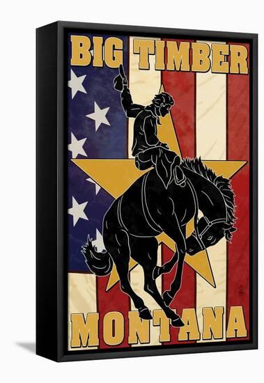 Big Timber, Montana - Bucking Bronco-Lantern Press-Framed Stretched Canvas