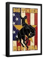 Big Timber, Montana - Bucking Bronco-Lantern Press-Framed Art Print