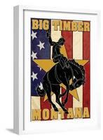 Big Timber, Montana - Bucking Bronco-Lantern Press-Framed Art Print