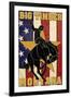 Big Timber, Montana - Bucking Bronco-Lantern Press-Framed Art Print