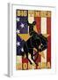 Big Timber, Montana - Bucking Bronco-Lantern Press-Framed Art Print