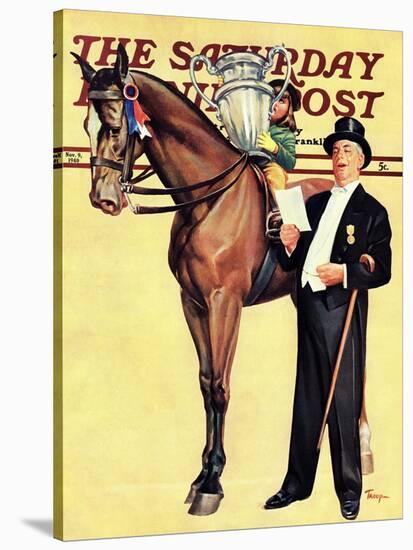 "Big Trophy, Little Girl," Saturday Evening Post Cover, November 9, 1940-Mariam Troop-Stretched Canvas