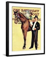 "Big Trophy, Little Girl," Saturday Evening Post Cover, November 9, 1940-Mariam Troop-Framed Giclee Print