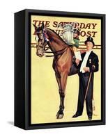 "Big Trophy, Little Girl," Saturday Evening Post Cover, November 9, 1940-Mariam Troop-Framed Stretched Canvas