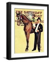 "Big Trophy, Little Girl," Saturday Evening Post Cover, November 9, 1940-Mariam Troop-Framed Giclee Print