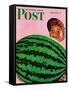 "Big Watermelon," Saturday Evening Post Cover, August 22, 1942-Charles Kaiser-Framed Stretched Canvas