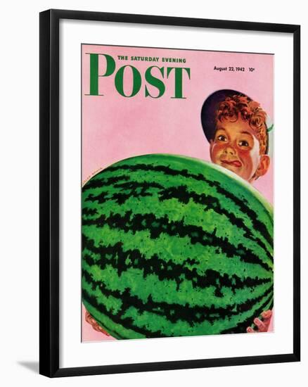 "Big Watermelon," Saturday Evening Post Cover, August 22, 1942-Charles Kaiser-Framed Giclee Print