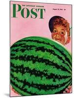 "Big Watermelon," Saturday Evening Post Cover, August 22, 1942-Charles Kaiser-Mounted Giclee Print